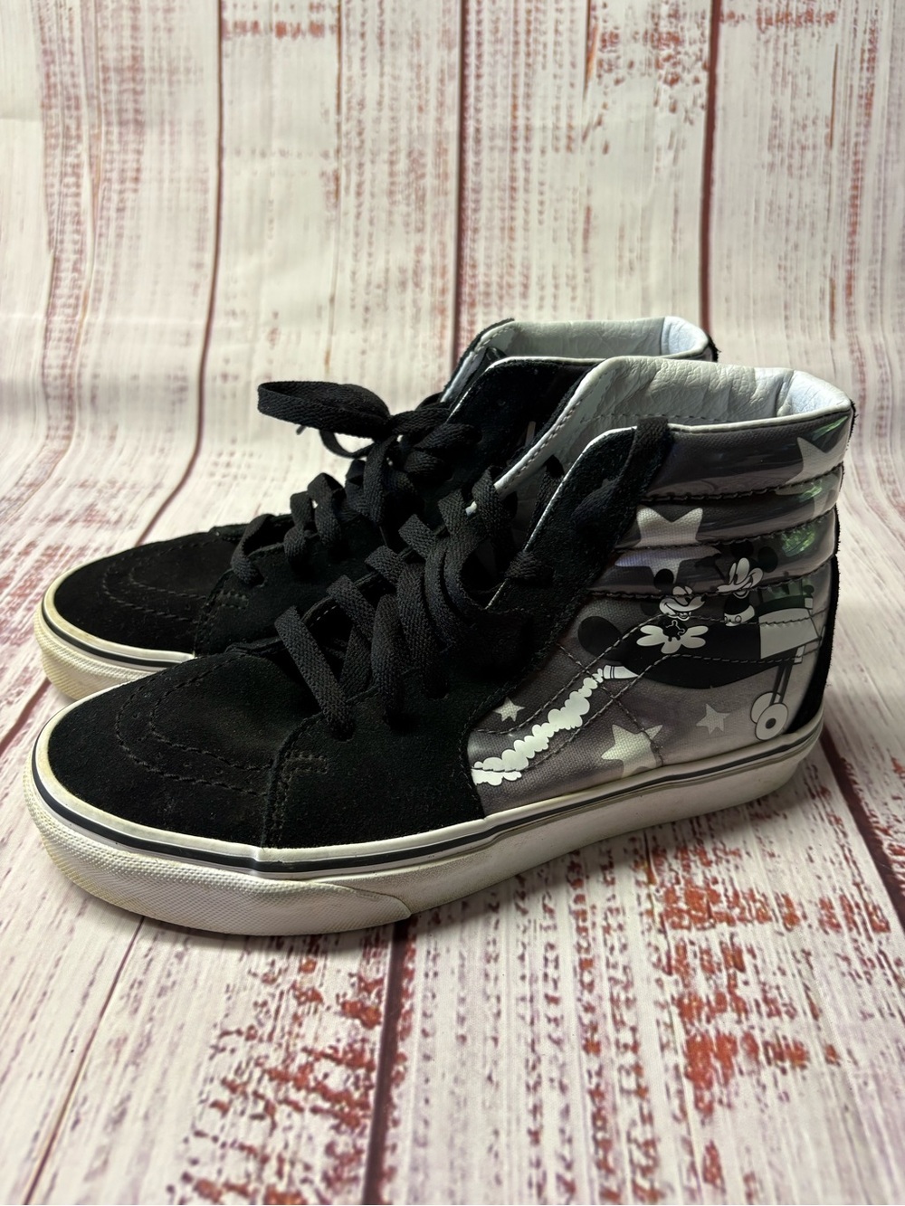 Vans Mickey Black and Gray High-Top Sneakers with Graphic Panels